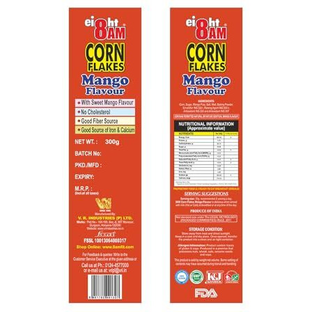 800 Am Corn Flakes Mango 300 Gram (Pack Of 3), Golden Corns & Mango, No Cholesterol, Trans Fat, Artificial Additives, Iron & Calcium, Crunchy & Nutritious Whole Grain Breakfast Cereal