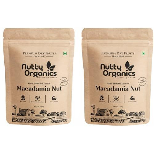 Nutty Organics Macadamia Nuts - 1 Kg | Imported - (Grade A ++ Nuts, Premium Jumbo Size, Imported) (500 Gm*2)