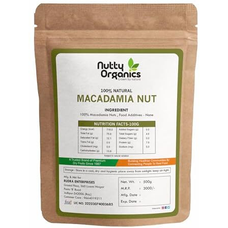 Nutty Organics Macadamia Nuts - 1 Kg | Imported - (Grade A ++ Nuts, Premium Jumbo Size, Imported) (500 Gm*2)