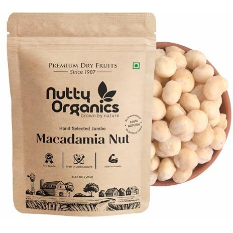 Nutty Organics Macadamia Nuts - 500 Gm | Imported (Grade A ++ Nuts, Premium Jumbo Size, Imported)