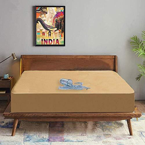Trance Cotton Feel Terry Ultra Soft Waterproof Mattress Protector King Size| Breathable - Hypoallergenic Mattresses Cover King Size (78X72 Inch | 6.5X6 Feet, Brown - Pack Of 1)