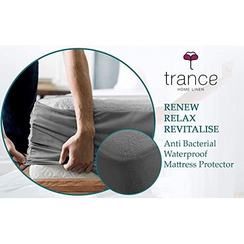 Trance Cotton Feel Terry Ultra Soft Waterproof Mattress Protector | Breathable - Hypoallergenic Mattresses Cover (78X36 Inch | 6.5X3 Feet, Grey - Pack Of 1)
