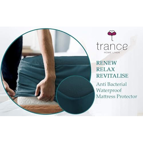 Trance Cotton Feel Terry Ultra Soft Waterproof Mattress Protector | Breathable - Hypoallergenic Mattresses Cover (72X84 Inch | 6X7 Feet, Teal - Pack Of 1)