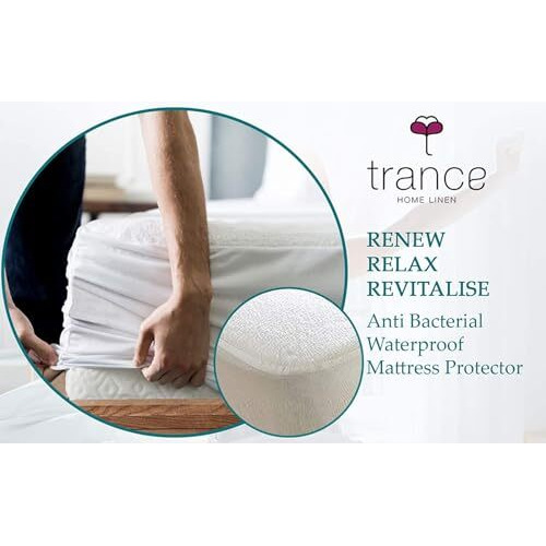 Trance Cotton Feel Terry Ultra Soft Waterproof Mattress Protector | Breathable - Hypoallergenic Mattress Cover (78X66 Inch | 6.5X5.5 Feet, White - Pack Of 1)