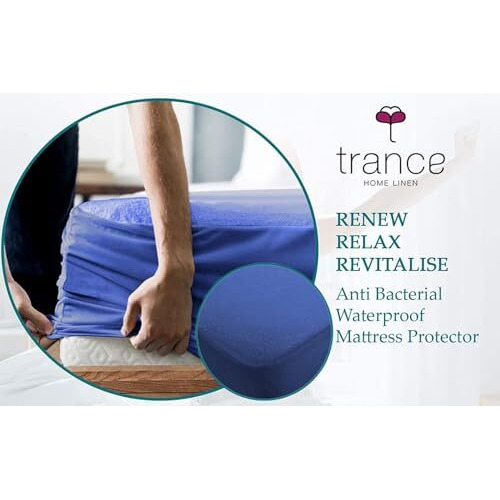 Trance Cotton Feel Terry Ultra Soft Waterproof Mattress Protector | Breathable - Hypoallergenic Mattresses Cover (78X36 Inch | 6.5X3 Feet, Classic Blue - Pack Of 1)