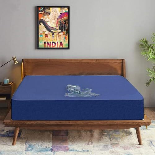 Trance Cotton Feel Terry Ultra Soft Waterproof Mattress Protector Queen Size Double Bed | Breathable - Hypoallergenic Bed Cover Queen Size (78X60 Inch | 6.5X5 Feet, Classic Blue - Pack Of 1)