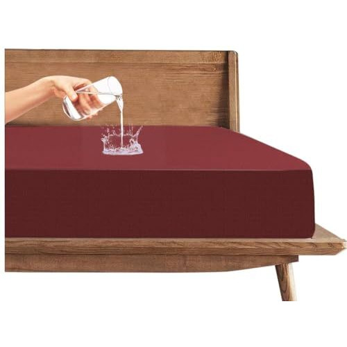 Trance Cotton Feel Terry Ultra Soft Waterproof Mattress Protector | Breathable - Hypoallergenic Mattresses Cover (78X78 Inch | 6.5X6.5 Feet, Maroon - Pack Of 1)