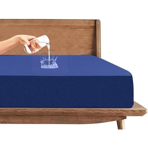 Trance Cotton Feel Terry Ultra Soft Waterproof Mattress Protector |Hypoallergenic Mattresses Cover (75X60 Inch | 6.25X5 Feet, Classic Blue - Pack Of 1)