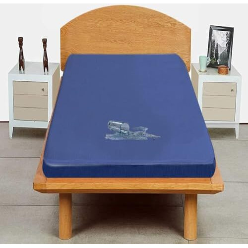 Trance Cotton Feel Terry Ultra Soft Waterproof Mattress Protector | Breathable - Hypoallergenic Mattresses Cover (75X36 Inch | 6.25X3 Feet, Classic Blue - Pack Of 1)