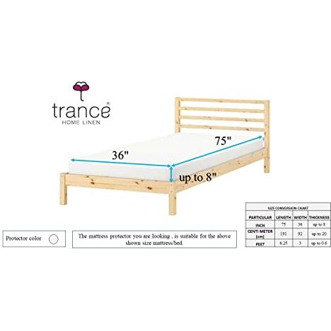Trance Cotton Feel Terry Ultra Soft Waterproof Mattress Protector | Breathable - Hypoallergenic Mattresses Cover (75X36 Inch | 6.25X3 Feet, Classic Blue - Pack Of 1)