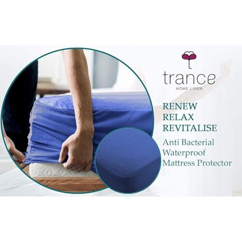 Trance Cotton Feel Terry Ultra Soft Waterproof Mattress Protector |Hypoallergenic Mattresses Cover (78X48 Inch | 6.5X4 Feet, Classic Blue - Pack Of 1)