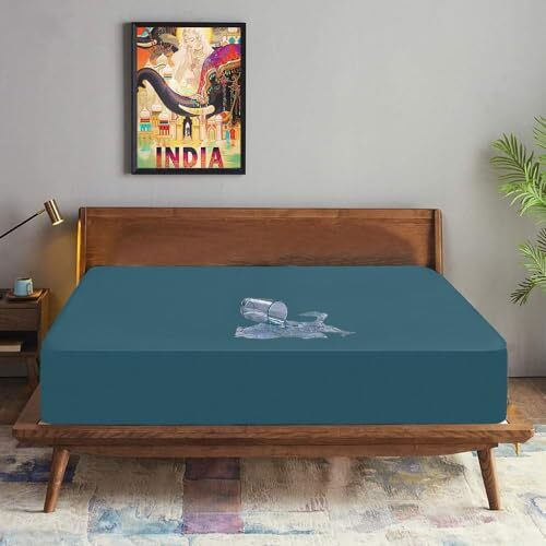 Trance Cotton Feel Terry Ultra Soft Waterproof Mattress Protector | Breathable - Hypoallergenic Mattresses Cover (75X48 Inch | 6.25X4 Feet, Teal - Pack Of 1)