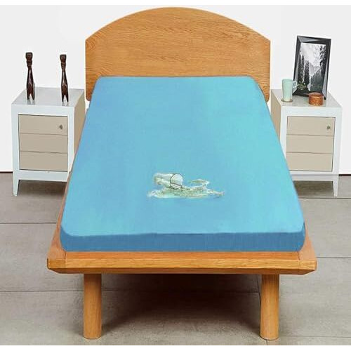 Trance Waterproof Terry Fabric Ultra Soft Single Size Cotton Mattress Protector|Breathable Hypoallergenic Mattress Cover Single Size (72X30 Inch|6X2.5 Feet, Turquoise)
