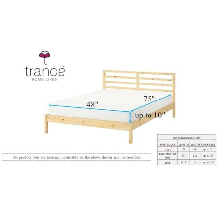 Trance Cotton Feel Terry Ultra Soft Waterproof Mattress Protector | Breathable - Hypoallergenic Mattresses Cover (75X48 Inch | 6.25X4 Feet, Grey - Pack Of 1)
