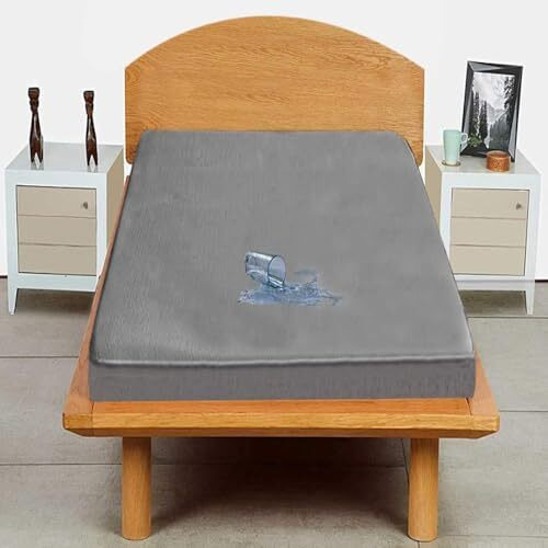 Trance Cotton Feel Terry Ultra Soft Waterproof Mattress Protector | Breathable -For Diwan | Sofa Cum Bed | Small Single Bed Protector (72X30 Inch | 6X2.5 Feet, Grey - Pack Of 1)