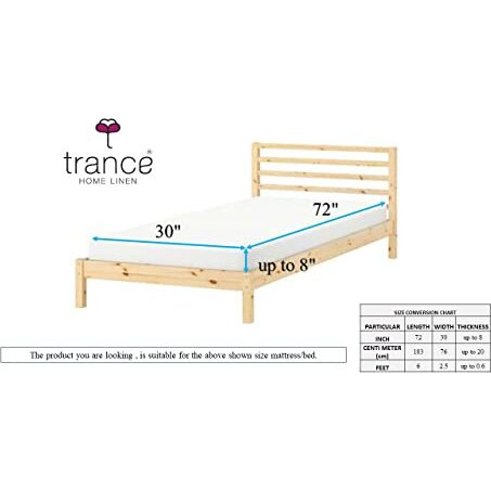 Trance Cotton Feel Terry Ultra Soft Waterproof Mattress Protector | Breathable -For Diwan | Sofa Cum Bed | Small Single Bed Protector (72X30 Inch | 6X2.5 Feet, Grey - Pack Of 1)