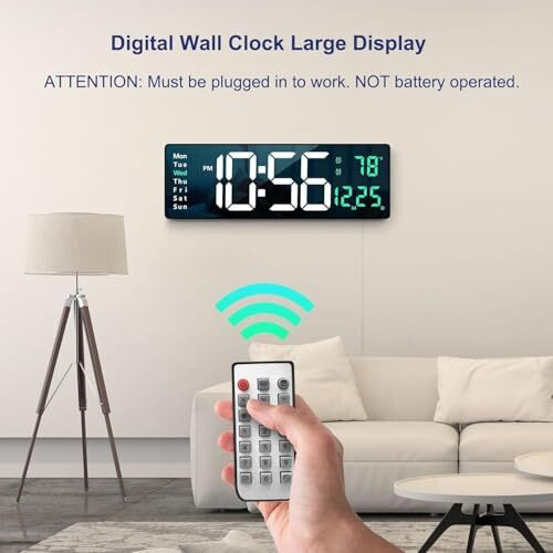 Aerys 16.2-Inch Digital Alarm Clock, Large Led Display With Remote Control, Automatic Brightness Dimmer, Big Clock With Date, Week, And Temperature Display For Wall/Table Use