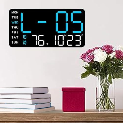 Aerys 9-Inch Digital Alarm Wall Clock, Large Led Display, Adjustable Brightness, 12/24 Hour Format, Date And Temperature Display, Table Clock For Home, Office, Bedroom, Living Room