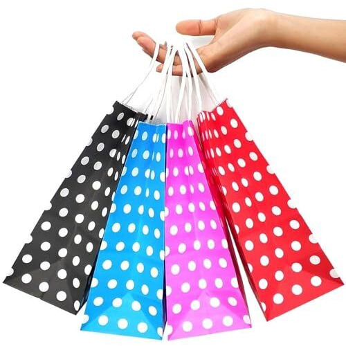 Aakriti Paper Gift Bags With Handles Polka Dot Paper Party Favor Bags For KidS Birthday Baby Shower Wedding Festivals Holiday Party (10 X8X3 Inch (Pack Of 10), Gift Bags Polka Dot Assorted)