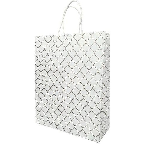 Aakriti Craft Paper Bags, Carry Bag For Wedding Party Craft Retail Packaging, Recycled Twist Handles Colorful White Small Gift Bags Shopping Bags Small Size 10 X 8 X 3 Inch (20 Pcs)