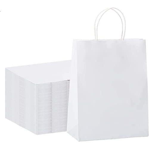 Aakriti Craft Paper Bags, Gift Bags With Handles, Small Craft Shopping Bags In Bulk For Boutiques, Small Business, Retail Stores, Gifts & Merchandise (Medium-9.75" X 4" X 12.5", White-75Pcs)