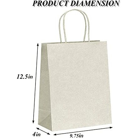 Aakriti Craft Paper Bags, Gift Bags With Handles, Small Craft Shopping Bags In Bulk For Boutiques, Small Business, Retail Stores, Gifts & Merchandise (Medium-9.75" X 4" X 12.5", White-75Pcs)