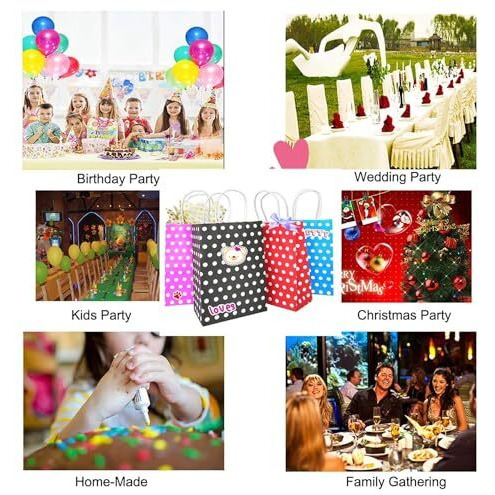 Aakriti Paper Gift Bags With Handles Polka Dot Paper Party Favor Bags For Kid's Birthday Baby Shower Wedding Holiday Party (Multi-Coloured, 10 X8X3 Inch (Pack Of 25), Gift Bags Polka Dot Ferozi)