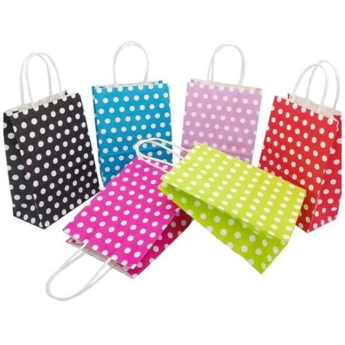 Aakriti Paper Gift Bags With Handles Polka Dot Paper Party Favor Bags For KidS Birthday Baby Shower Wedding Festivals Holiday Party (10 X8X3 Inch (Pack Of 25), Gift Bags Polka Dot Assorted)