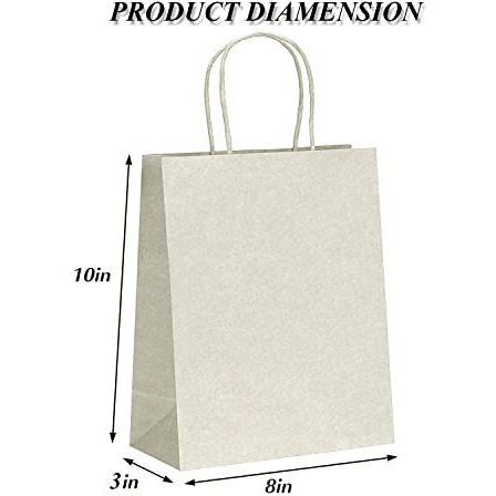 Aakriti Craft Paper Bags, Gift Bags With Handles, Small Craft Shopping Bags In Bulk For Boutiques, Small Business, Retail Stores, Gifts & Merchandise (Small-8" X 3" X 10", White-50Pcs)
