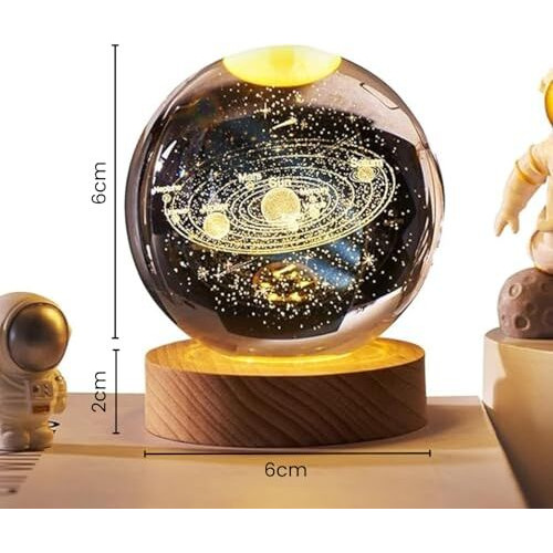 One94Store 3D Galaxy Crystal Ball Night Lamp,Creative Engraved Crystal Ball Night Light,Usb Power Led Wooden Base Crystal For Home Decoration Birthday Gift For Teens, Boys, Girls (Galaxy)(Warm White)