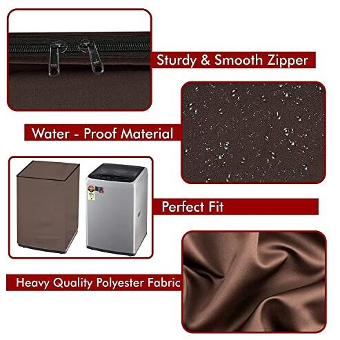 Yellow Weaves Polyester Waterproof&Dust-Proof Top Loading Fully Automatic Washing Machine Cover For 6 Kg, 6.5 Kg, 7Kg&7.5 Kg -(Brown)