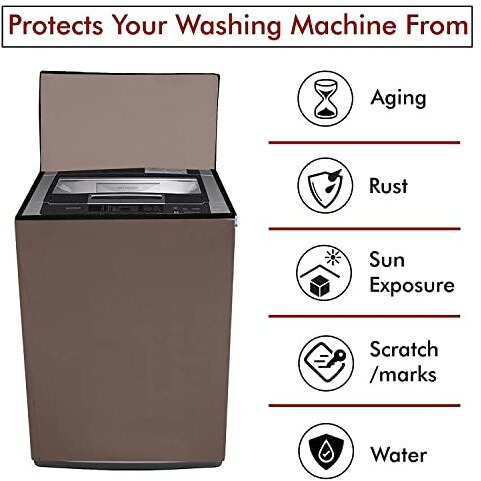 Yellow Weaves Polyester Waterproof&Dust-Proof Top Loading Fully Automatic Washing Machine Cover For 6 Kg, 6.5 Kg, 7Kg&7.5 Kg -(Brown)