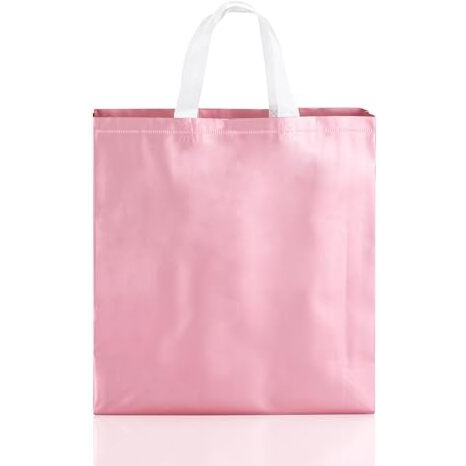Drapme Medium Size Pack Of 50 Pcs Matt Metallic Laminated Non-Woven Reusable Eco-Friendly Party Return Gift Bags (Flamingo Pink) (Medium 12X13X4 Inch)
