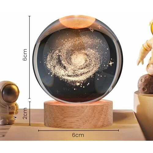 One94Store 3D Galaxy Crystal Ball Night Lamp - Engraved Usb Table Led Wooden Light For Home Office Decoration And Birthday Gift (Galaxy)(Warm White)