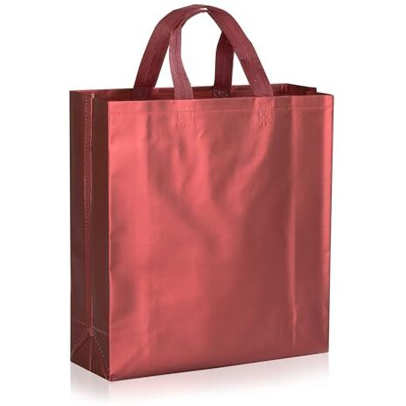Drapme Medium Size Pack Of 20 Pcs Matt Metallic Laminated Non-Woven Reusable Eco-Friendly Party Return Gift Bags (Maroon) (Medium 12X13X4 Inch)