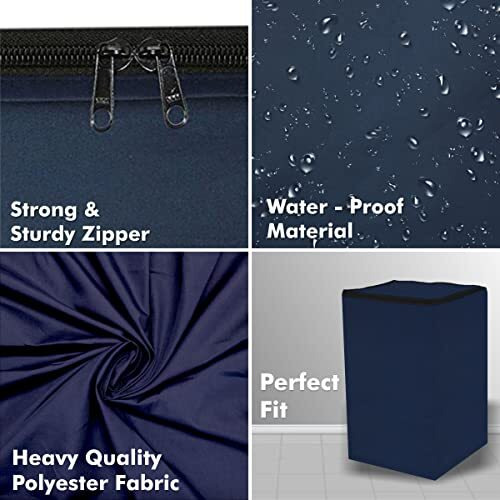 Yellow Weaves Waterproof & Dust-Proof Top Loading Fully Automatic Washing Machine Cover For 8 Kg, 8.5 Kg, 9 Kg, 9.5 Kg, 10 Kg -(Blue), Polyester