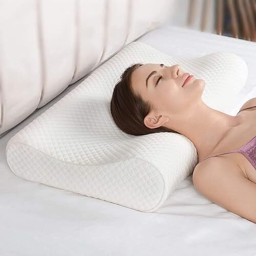 Memory-Foam-Pillow-Orthopedic-Pillow-For-Neck-Pain-Cervical-Contour-Memory-Foam-Pillow-Orthopedic-Pillow-For-Neck-Pain-Orthopedic-Contour-Pillow-Support-Curve-Grey-White