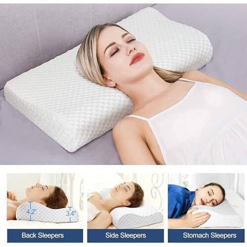 Memory-Foam-Pillow-Orthopedic-Pillow-For-Neck-Pain-Cervical-Contour-Memory-Foam-Pillow-Orthopedic-Pillow-For-Neck-Pain-Orthopedic-Contour-Pillow-Support-Curve-Grey-White