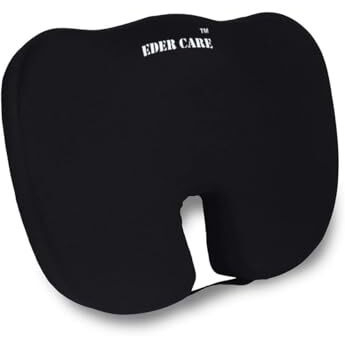Eder Care Orthopedic Coccyx Seat Cushion For Tailbone, Sciatica, Lower Back Pain Relief-Ergonomic Car Driving Seat Sitting Office/Home Chair & Wheelchair With Removable Cover Black - Polyurethane Foam