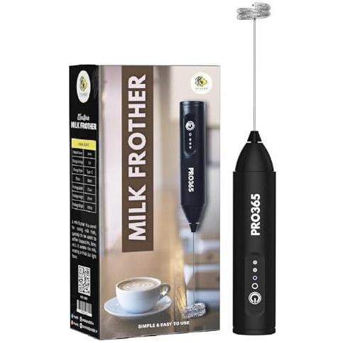 Pro365 Quick Charge Coffee Frother Premium Double Whisk | 1 Year Warranty | Whisker| Egg Beater| Mocktails| Lassi |Free E-Recipe Book Included Qr Code|