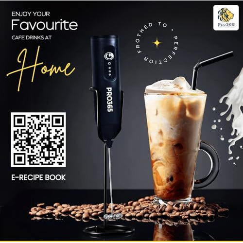 Pro365 Quick Charge Coffee Frother Premium Double Whisk | 1 Year Warranty | Whisker| Egg Beater| Mocktails| Lassi |Free E-Recipe Book Included Qr Code|