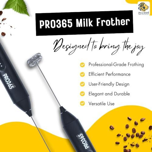 Pro365 Quick Charge Coffee Frother Premium Double Whisk | 1 Year Warranty | Whisker| Egg Beater| Mocktails| Lassi |Free E-Recipe Book Included Qr Code|