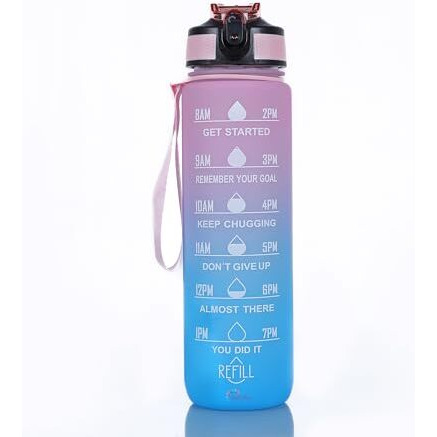 Motivational Water Bottle 1-L Sipper Bottle For Adults With Time Measurement Bpa Free Non-Toxic Water Bottle For |Office|School|College|Gym-1L Pink Color