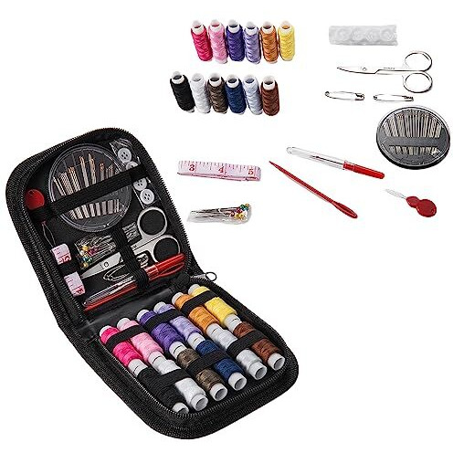 Portable Sewing Kit, Fapiwen Home Sewing Kit, Diy Sewing Supplies For Adults And Kids, Sewing Supplies And Accessories Contains 12 Spools Of Thread Of 100M, Sewing Needles And Tape Measure Etc