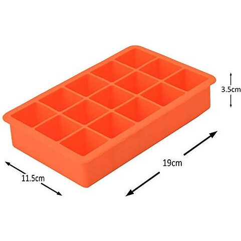 Zollyss Ice Cube Trays, 2 Pack Large Silicone Molds, Easy-Release 15-Ice Each Tray Makes 30 Cubes, Stackable Flexible, Multicolor