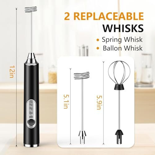 Konquer Times Handheld Milk Frother Rechargeable, 3-Speed Electric Frother For Coffee With 2 Whisks, Coffee Frother Mixer, Stand-Up Design, For Cream, Latte, Cappuccino And For Butter Milk