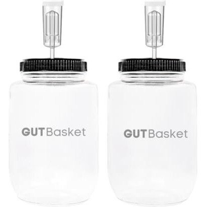 Gutbasket Fermenter 2 L (2 Jars)- Glass Fermentation Jar With Airlock And Lid | Ideal For Making Small Batches Of Fermented Beverage At Home, Blue