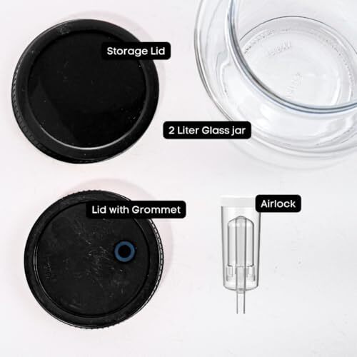 Gutbasket Fermenter 2 L (2 Jars)- Glass Fermentation Jar With Airlock And Lid | Ideal For Making Small Batches Of Fermented Beverage At Home, Blue