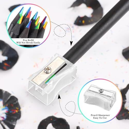 Jashgop 12 Colors Rainbow Pencils For Kids Adults, Rainbow Colored Pencil Art Supplies For Girls Boys, Black Wooden Multi Colored Pencils Bulk For Coloring Drawing Sketching, Pre-Sharpened.
