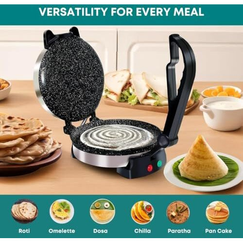 Libra Roti Maker Machine - Electric Roti Maker With Non-Stick 8.5Inch Plates And Durable Handle, Auto Temperature Control Chapati Maker Machine With Indicator Lights
